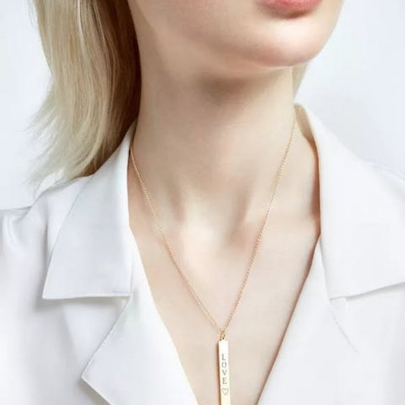 Sarah Chloe Diamond Accent Mom Bar Pendant Necklace in 14k Gold Over Silver - Picture 2 of 2